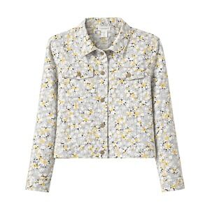 Cynthia Rowley Linen Blend Floral Jacket Size L Cottage Romantic Spring Summer